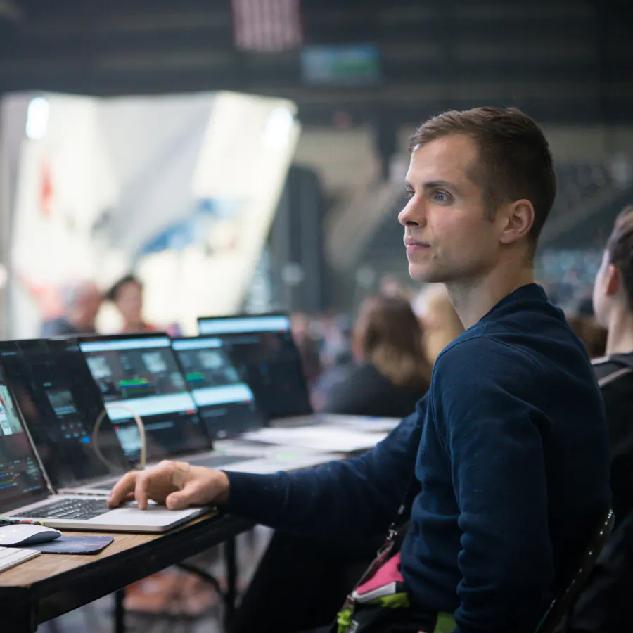 George Mihaly running a live production control desk